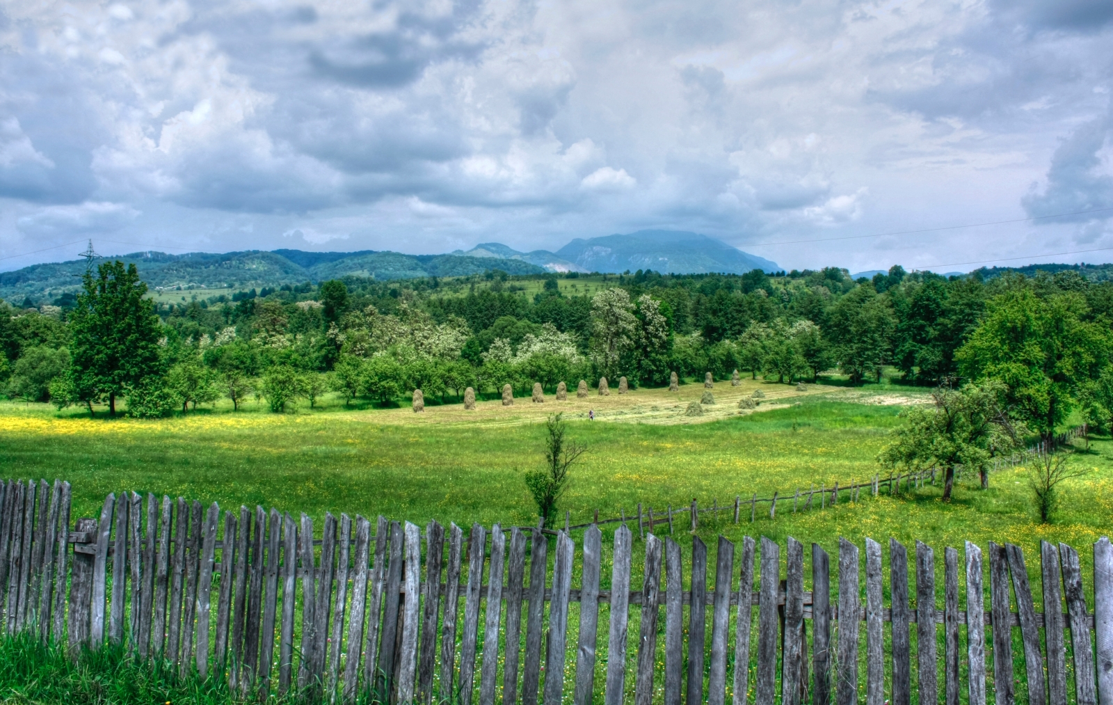 Countryside with haystacks in Maramures in Romania