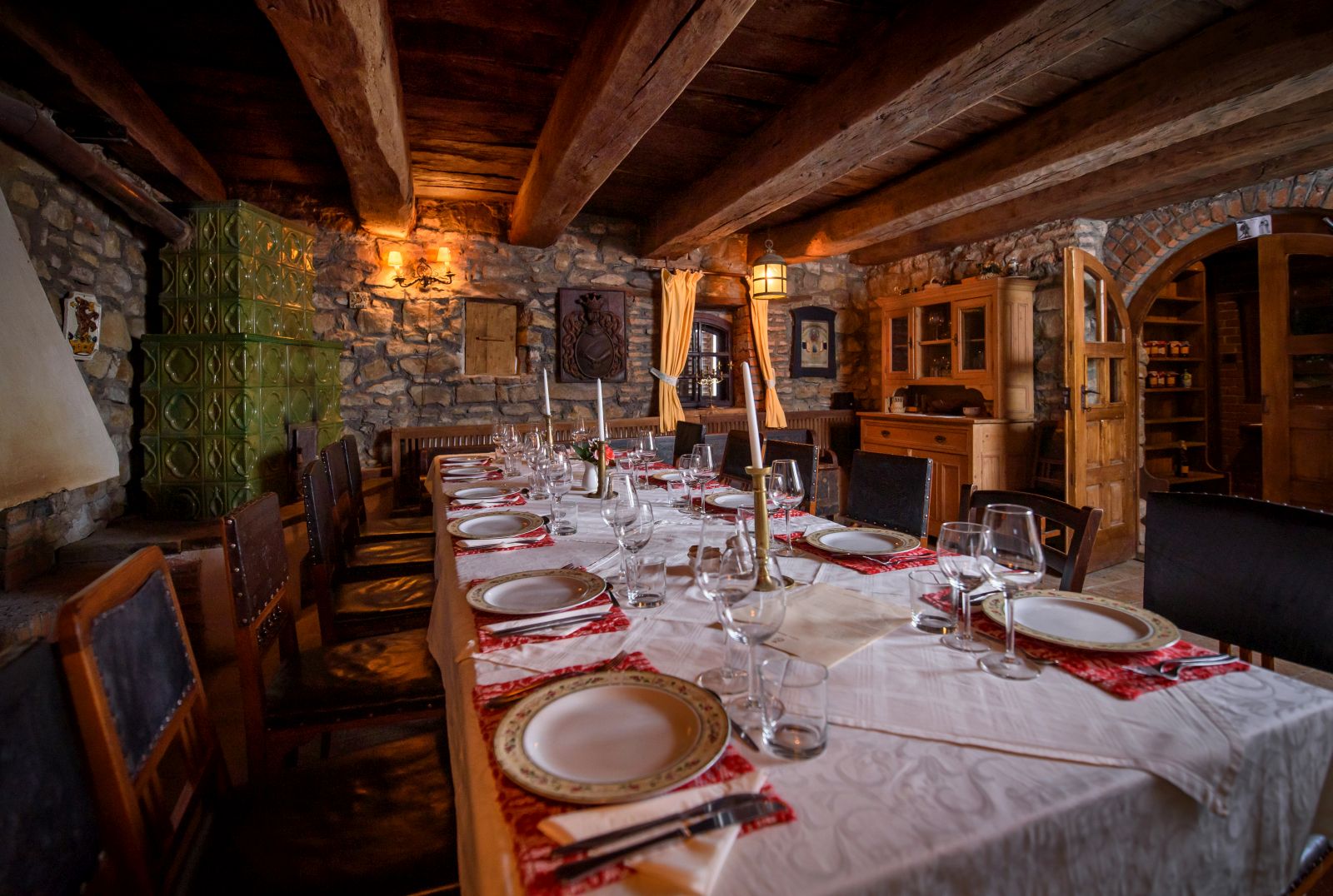 Dining room in the wine cellar of the main house, Miklosvar, Transylvania
