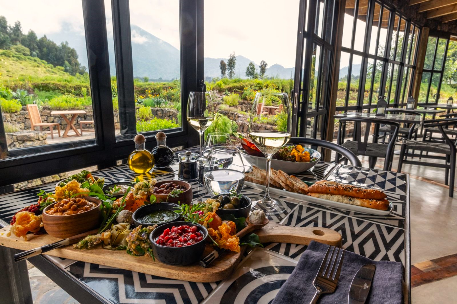 Food prepared at WIlderness Bisate Lodge in Rwanda