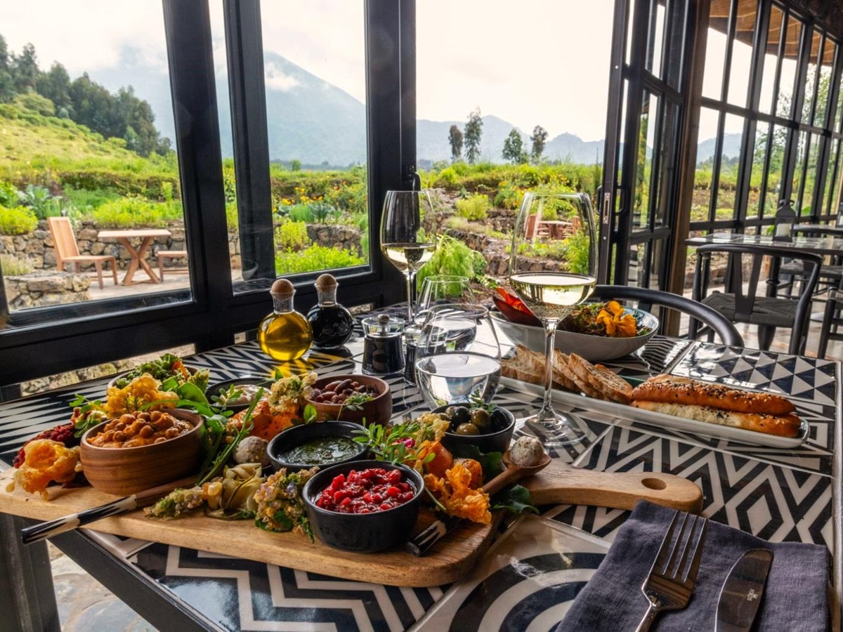 Food prepared at WIlderness Bisate Lodge in Rwanda