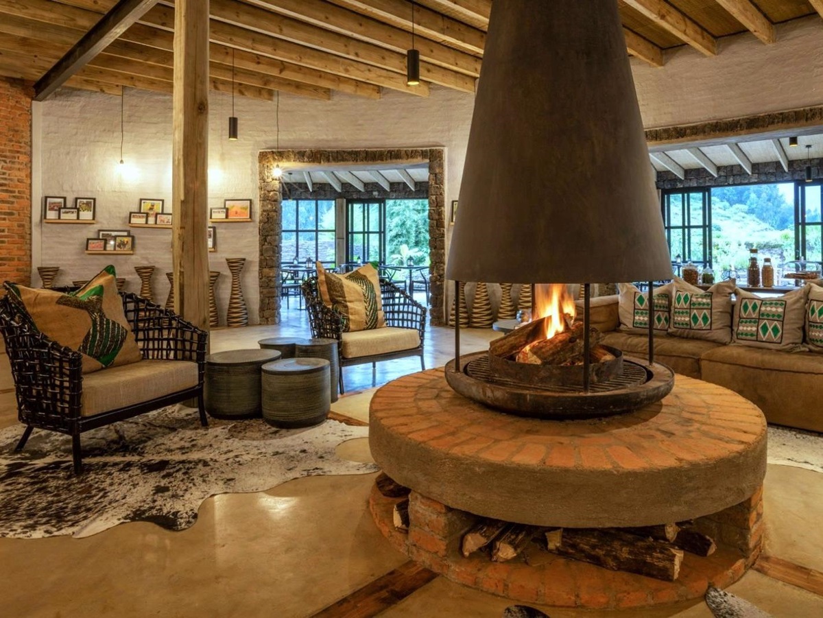 Lounge at Wilderness Bisate Lodge in Rwanda