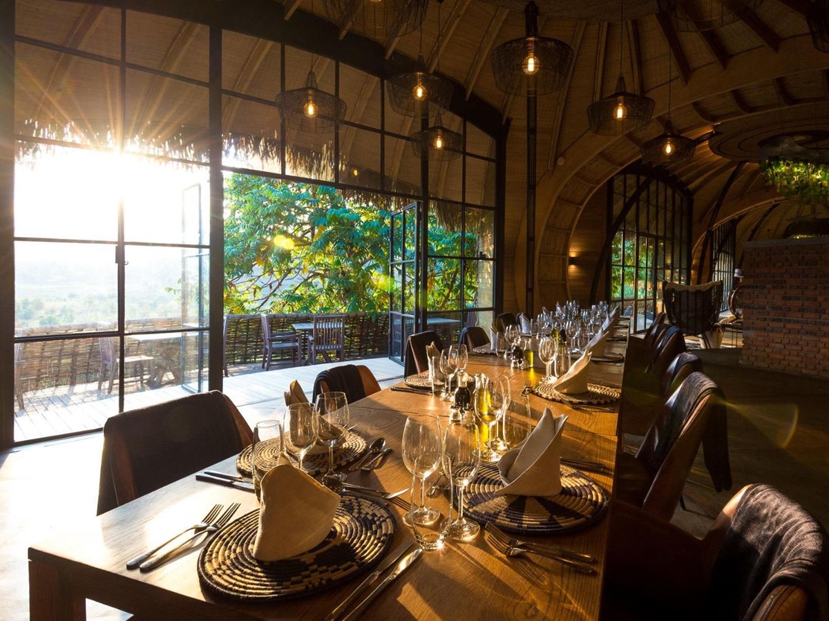 Dining table at Wilderness Bisate Lodge n Rwanda