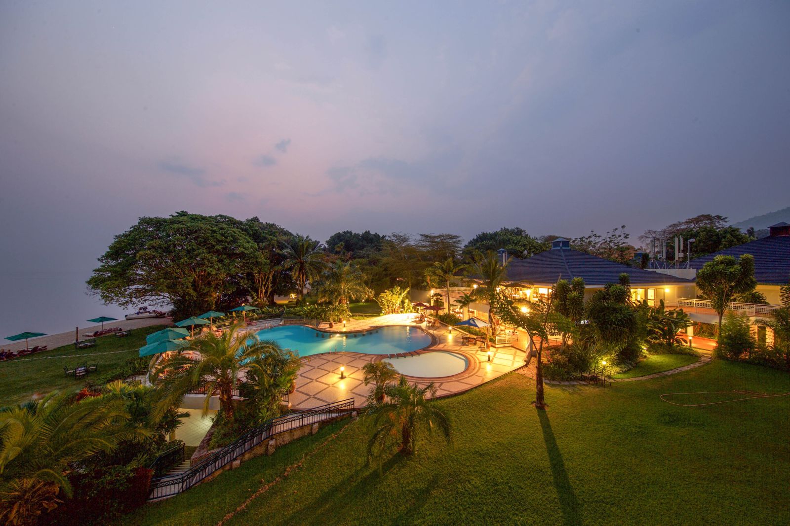 Birds eye view of Kivu Serena Hotel in Rwanda 