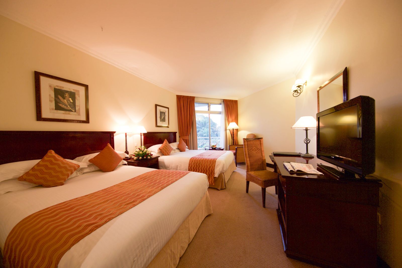 Twin bedroom at Kivu Serena Hotel in Rwanda 