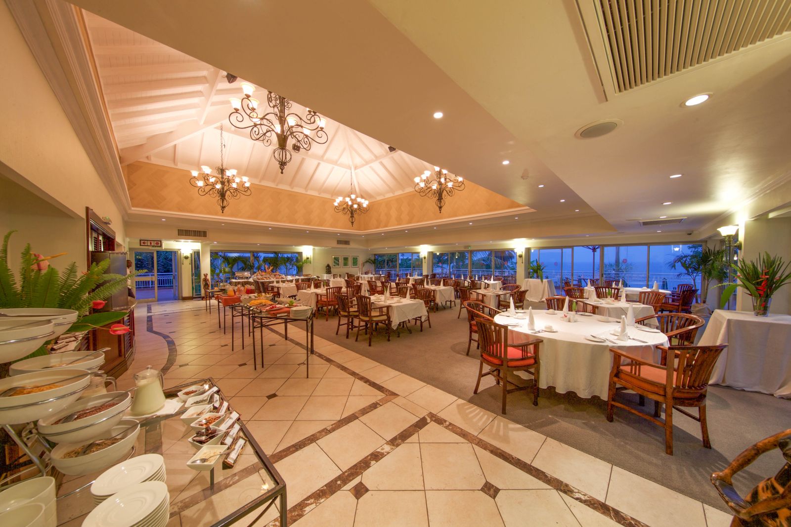 Dining on the upper deck at Kivu Serena Hotel in Rwanda 