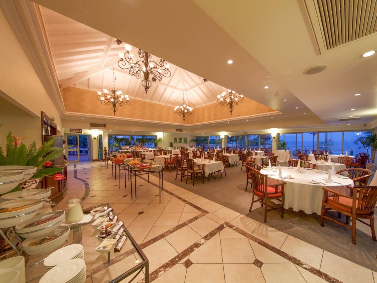 Dining on the upper deck at Kivu Serena Hotel in Rwanda