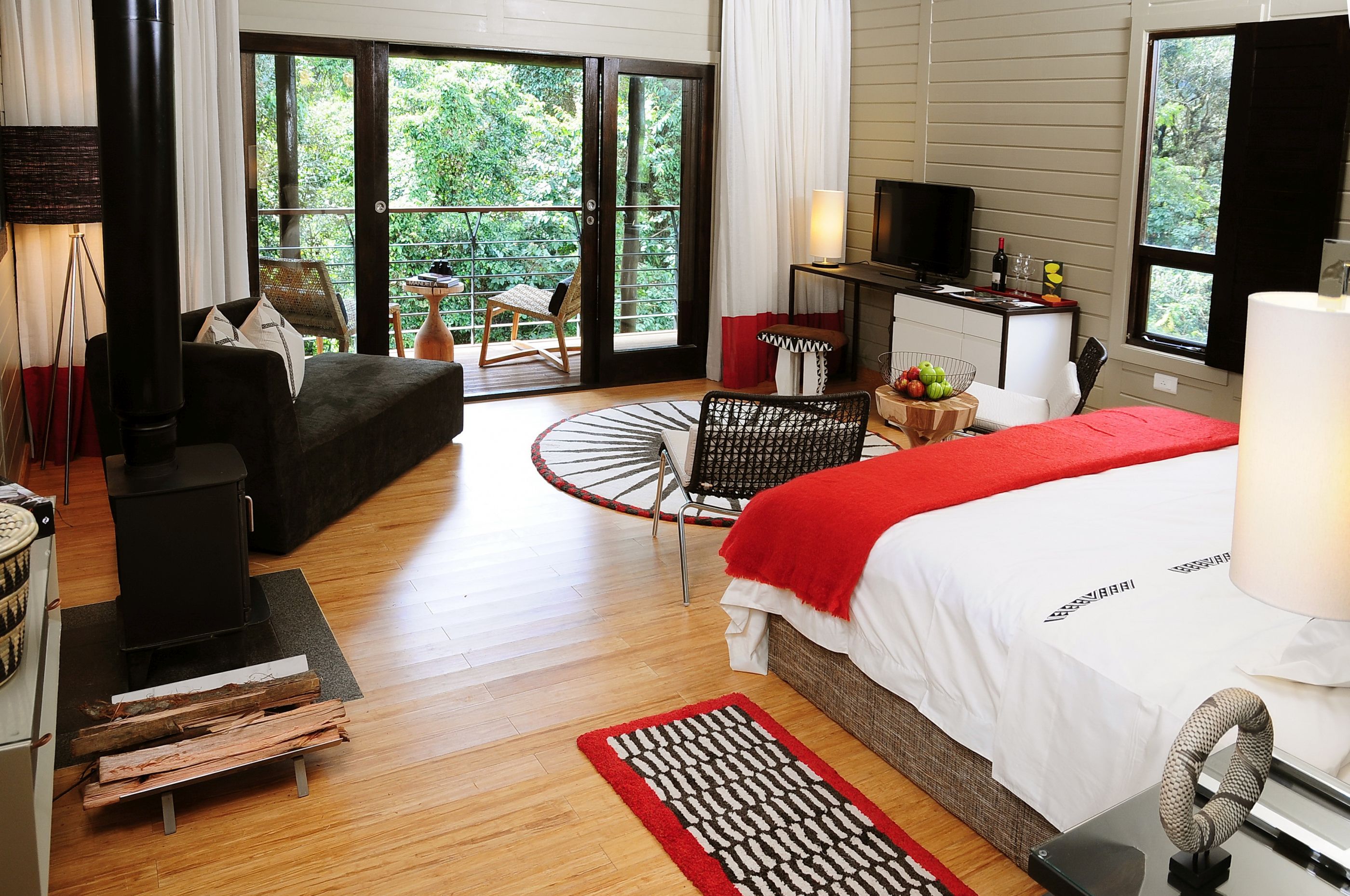 A bedroom at Nyungwe House in Rwanda