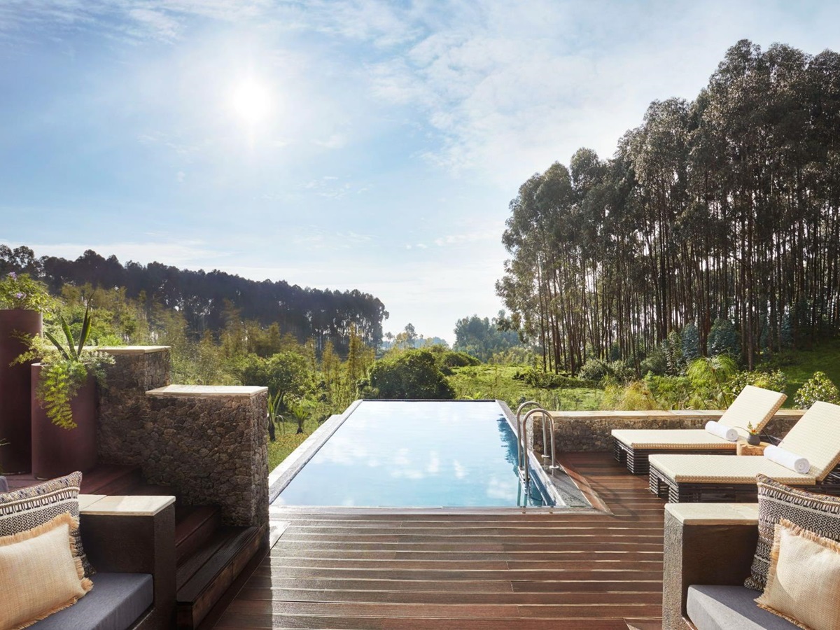 Silverback suite pool at One&Only Gorilla's Nest in Rwanda's Volcanoes National Park