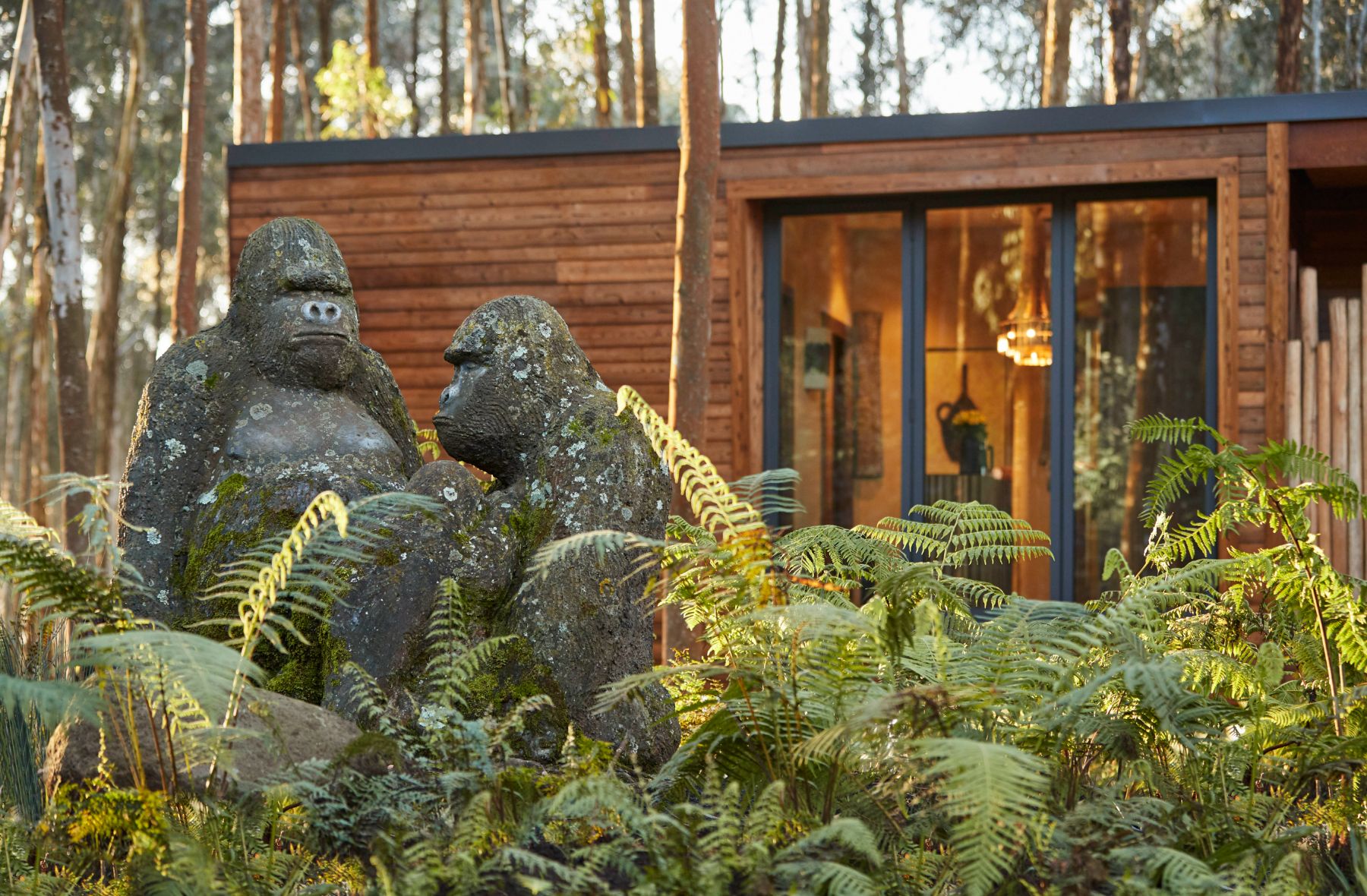 Gorilla statues on the grounds of One&Only Gorilla's Nest in Rwanda's Volcanoes National Park