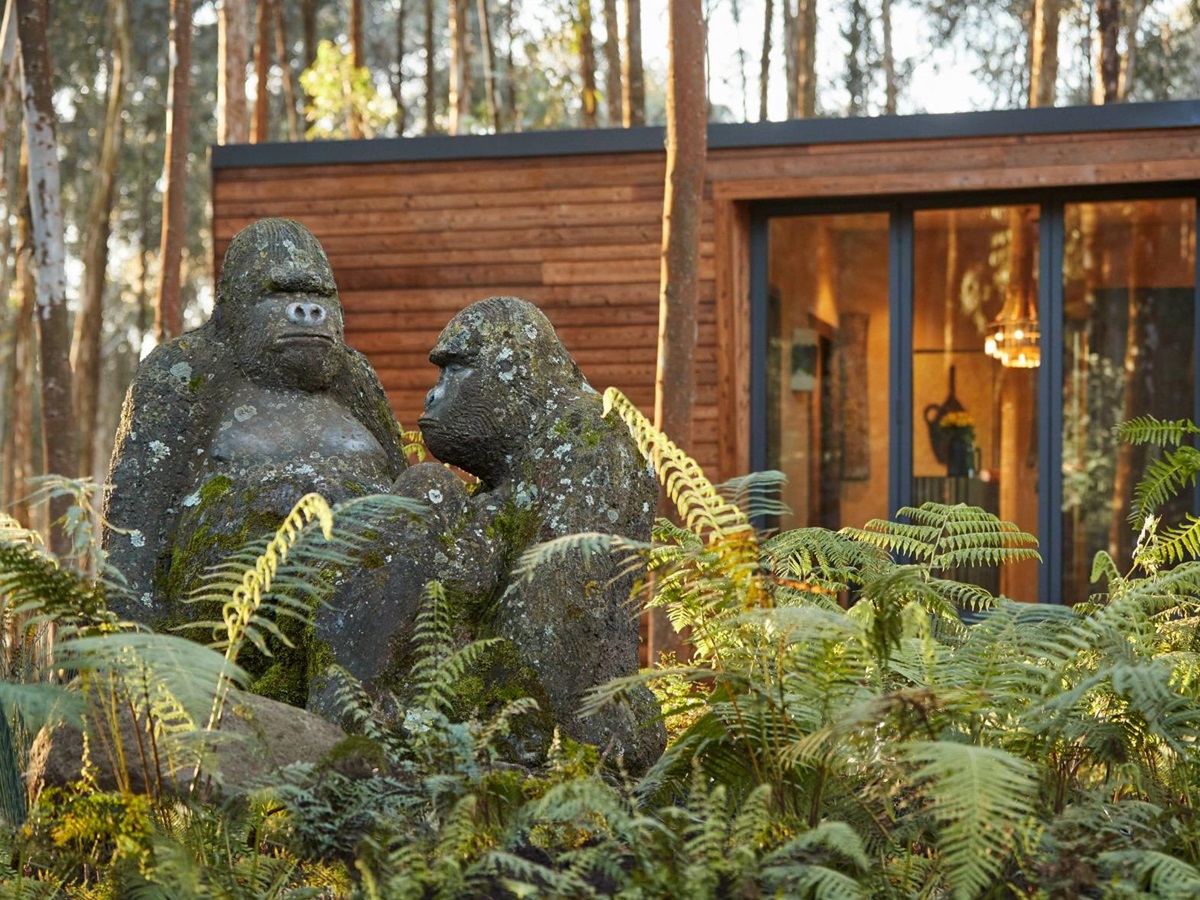 Gorilla statues on the grounds of One&Only Gorilla's Nest in Rwanda's Volcanoes National Park