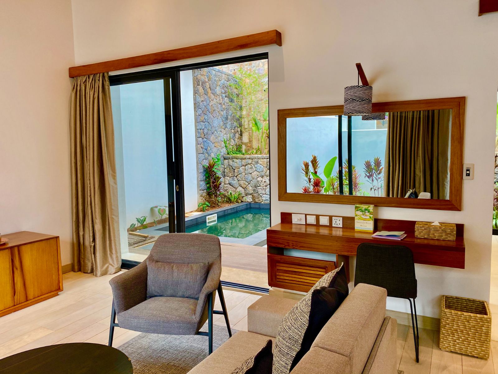 Guest suite living area at The Retreat in Kigali, Rwanda