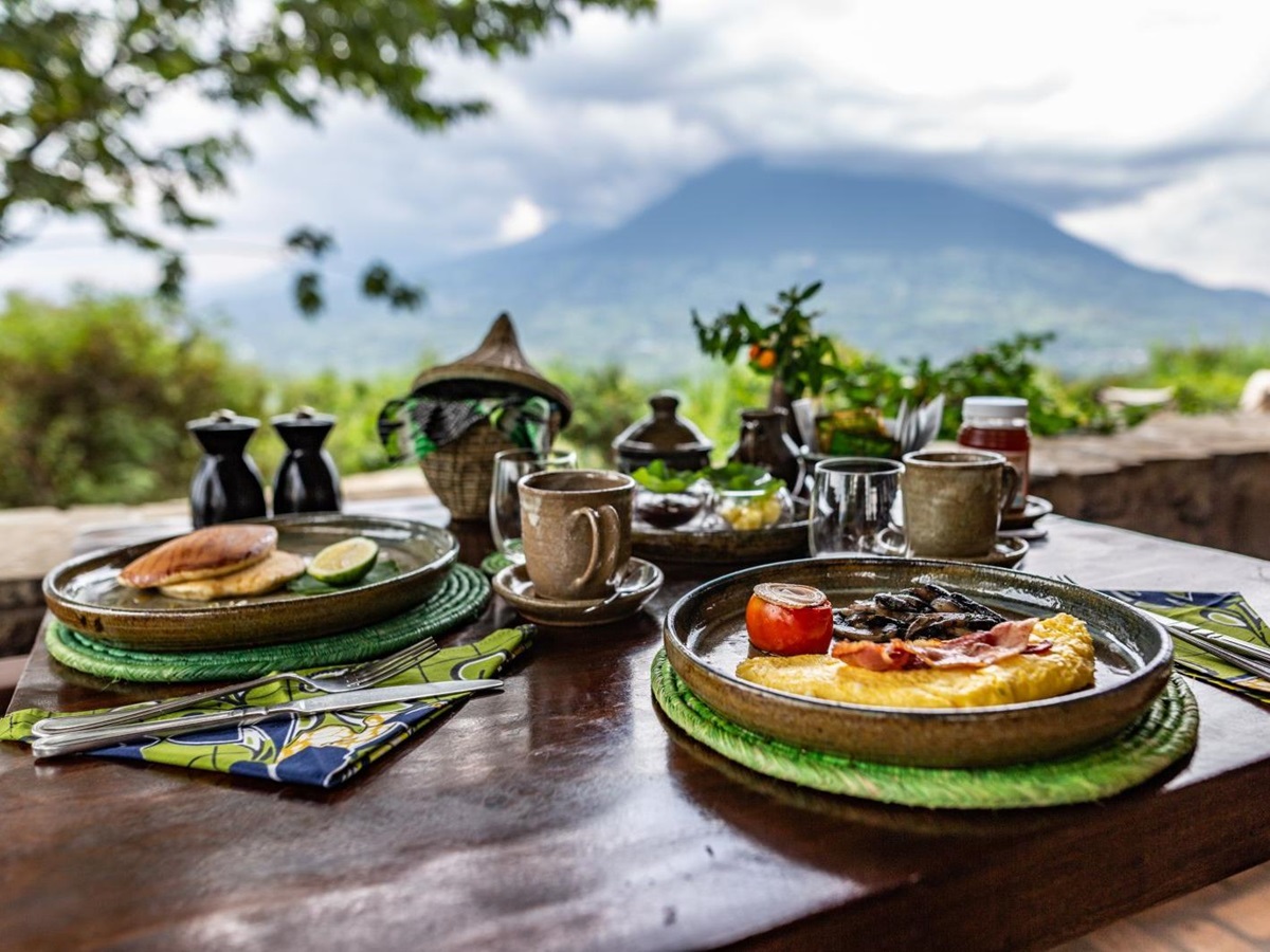Breakfast at Virunga Lodge in Rwanda