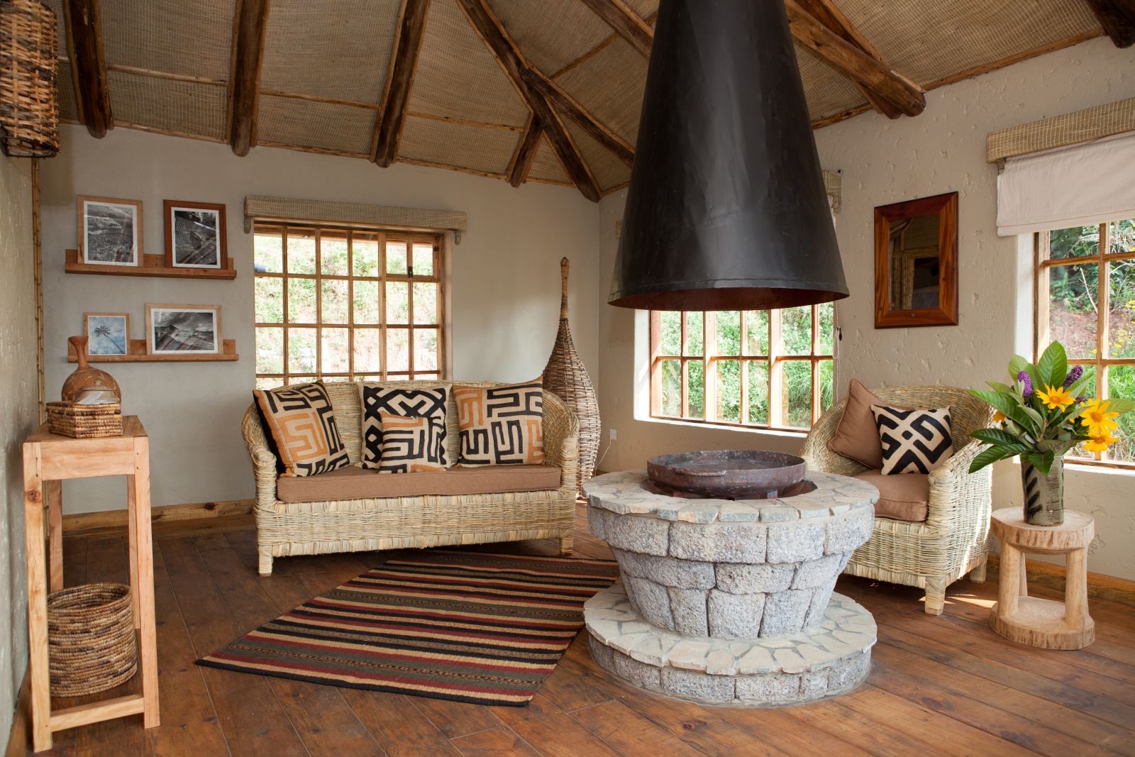Deluxe banda sitting area at Virunga Lodge in Rwanda