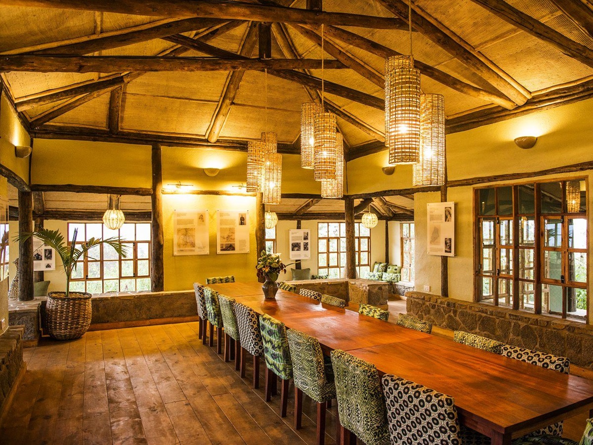 Dining room at Virunga Lodge in Rwanda