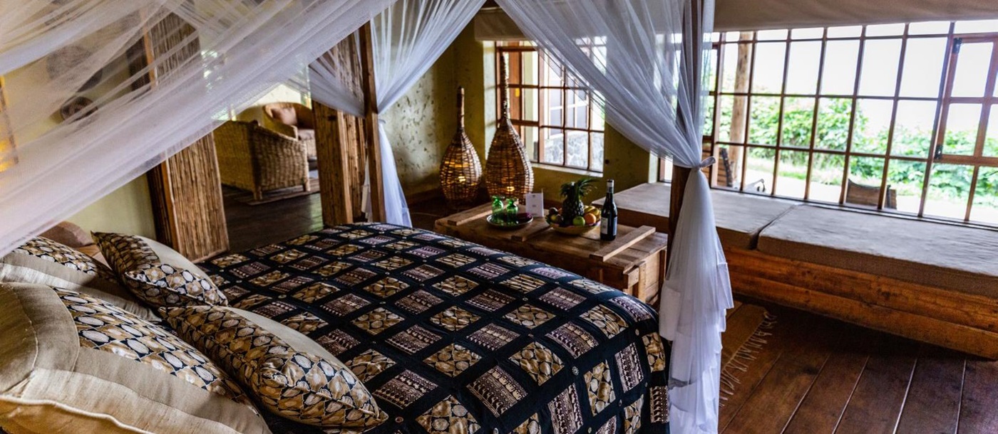 Bedroom at Virunga Lodge in Rwanda