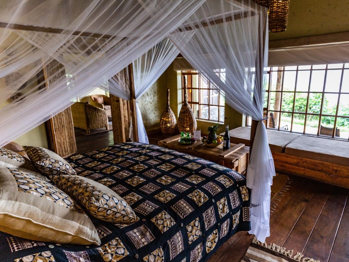 Bedroom at Virunga Lodge in Rwanda