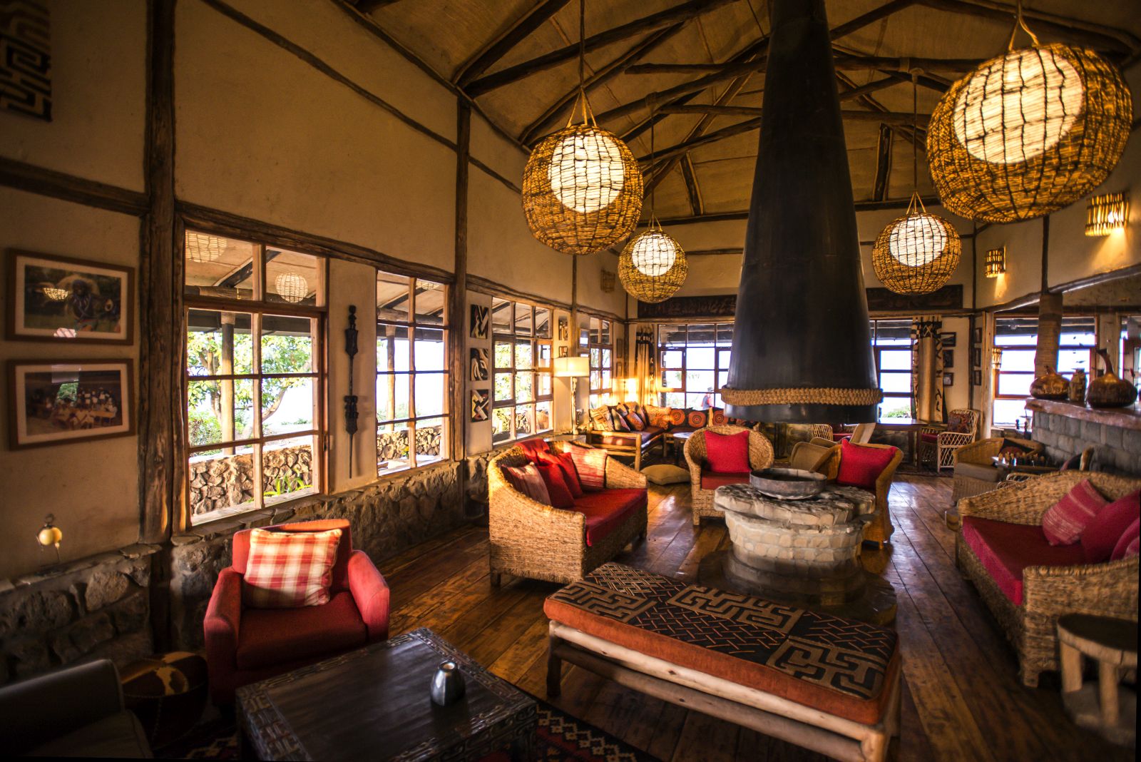 Sitting room at Virunga Lodge in Rwanda