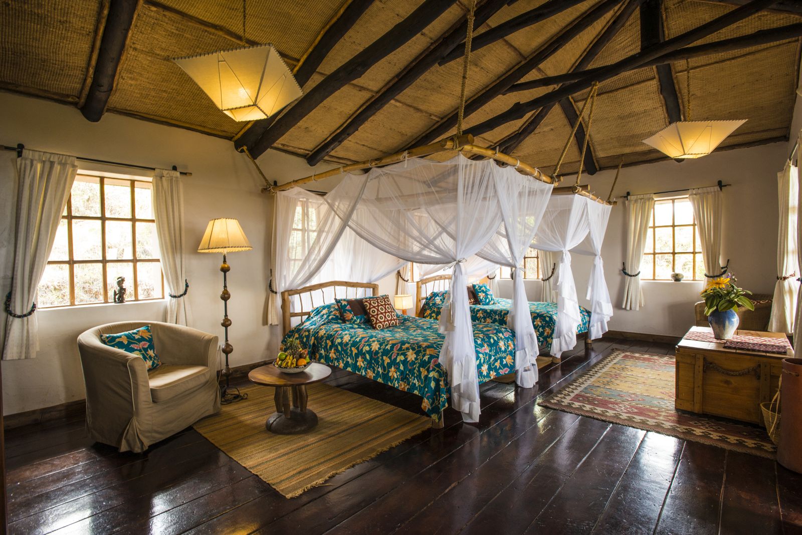 Twin room at Virunga Lodge in Rwanda