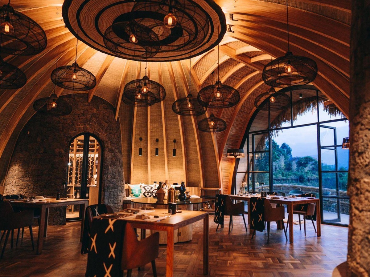The restaurant at Wilderness Bisate Reserve near Volcanoes National Park Rwanda