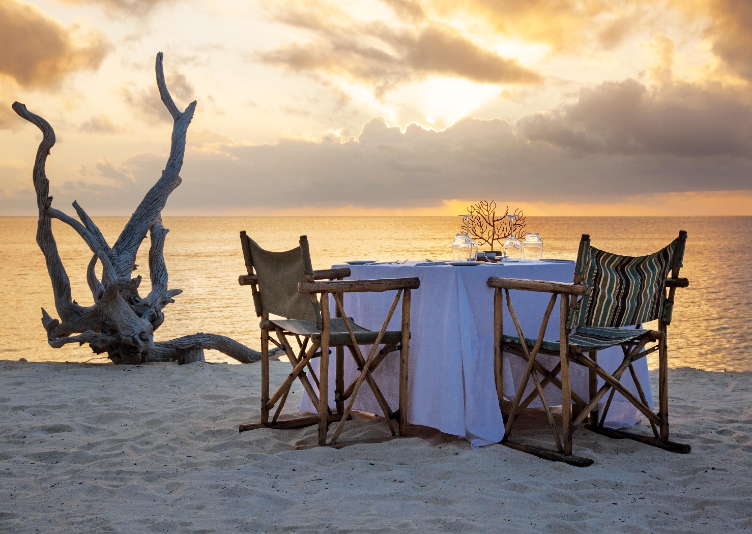 dinner at the beach on alphone island, seychelles