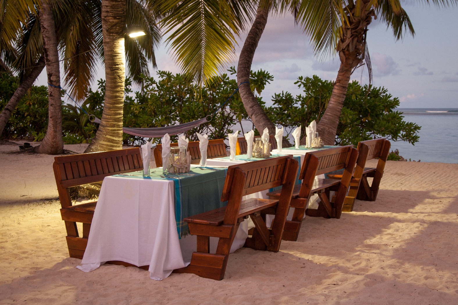 dining at alphone island, seychelles