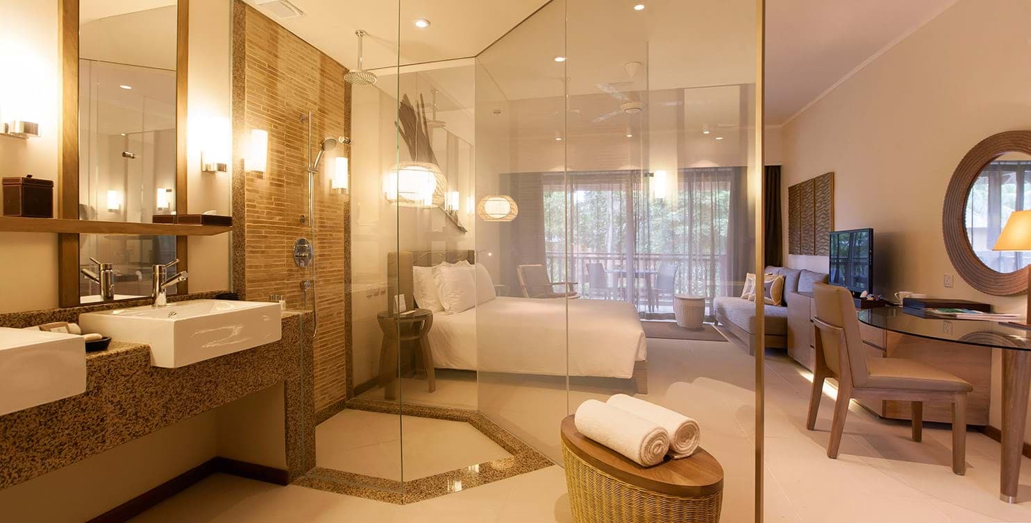 en suite bedroom of Constance Ephelia Resort, Seychelles