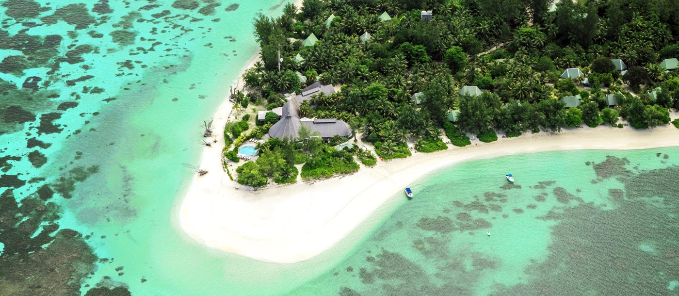 Aerial of a villa at Denis Island, Seychelles