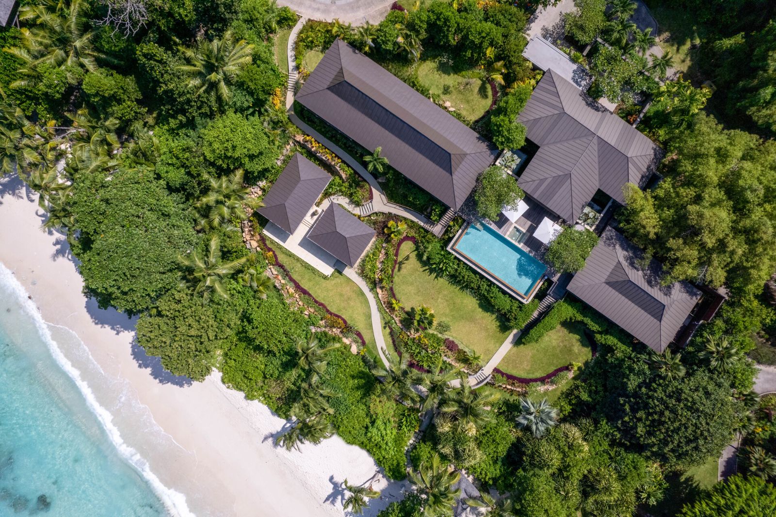 Aerial view of Four Seasons Seychelles resort