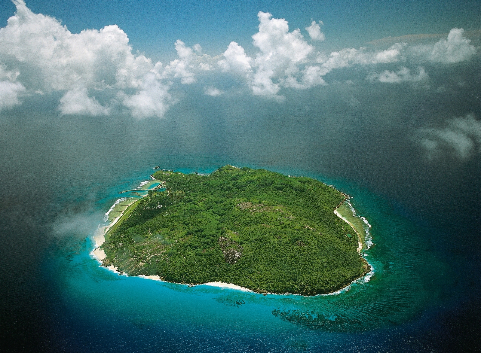 Aerial of Fregate Island, Seychelles