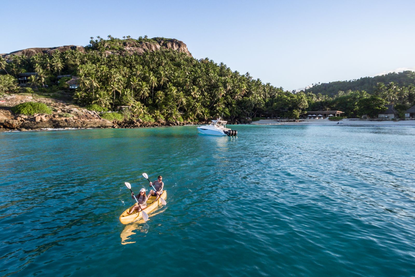 Ocean kayaking from North Island in the Seychelles