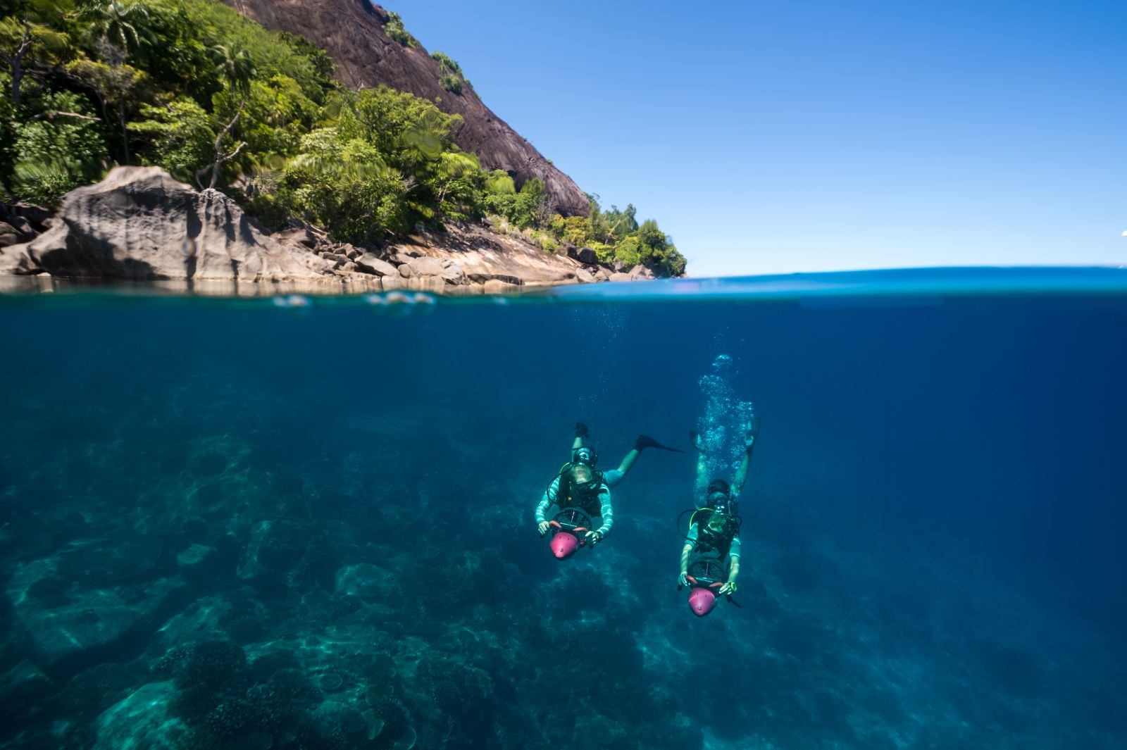 Reef snorkelling from North Island in the Seychelles