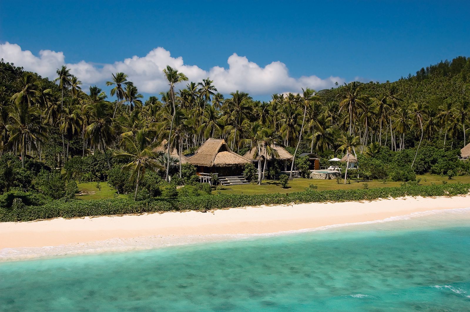 View of beachfront villa at North Island in the Seychelles