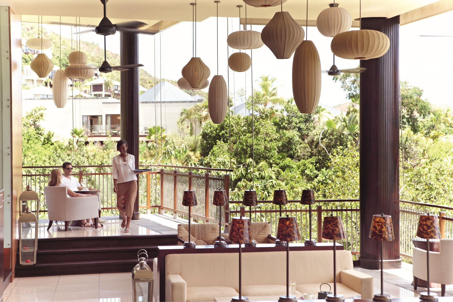 The lounge of Raffles, Praslin, Seychelles