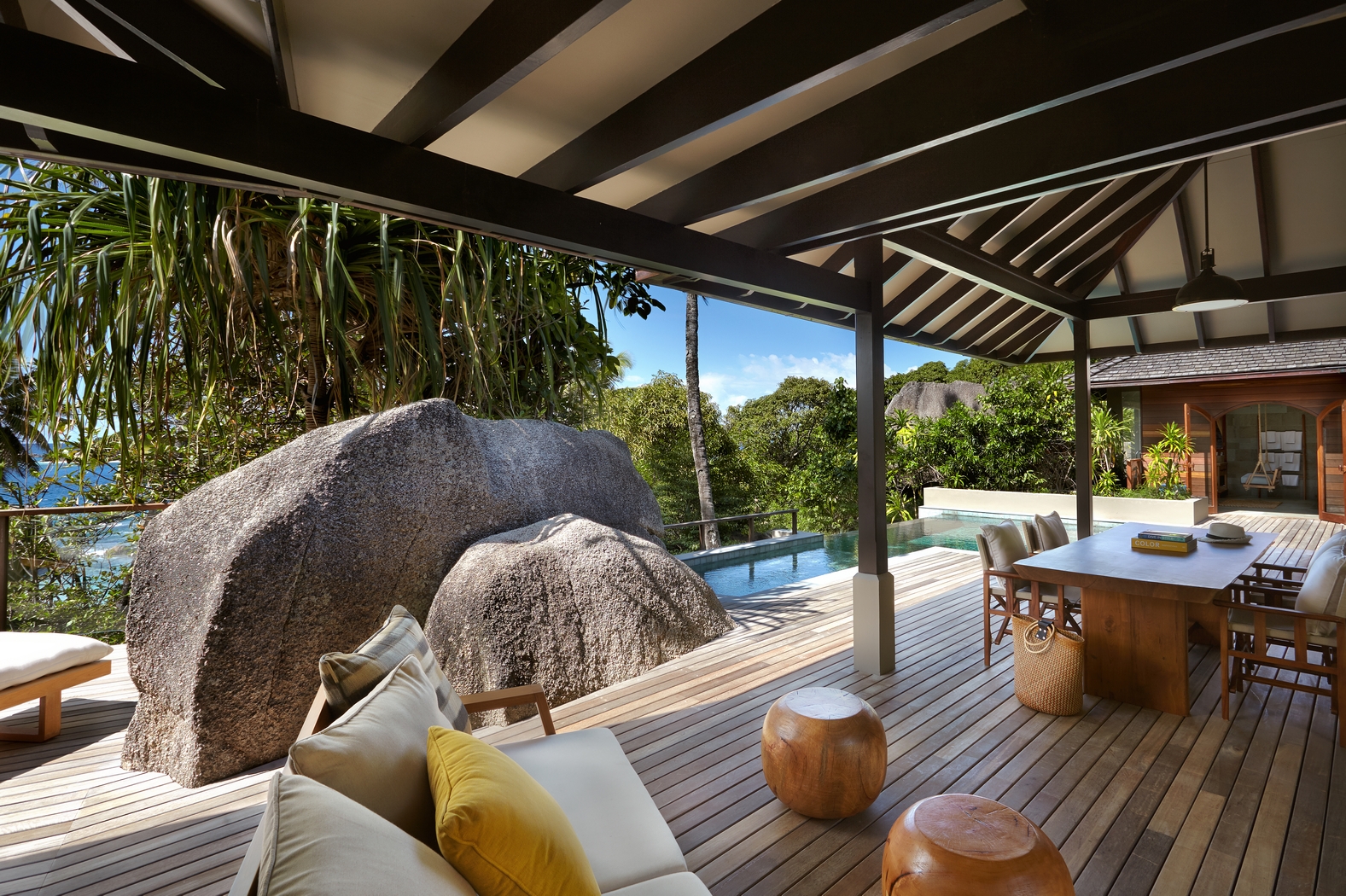 deck of a two bedroom villa at Six Senses Zil Pasyon, Seychelles