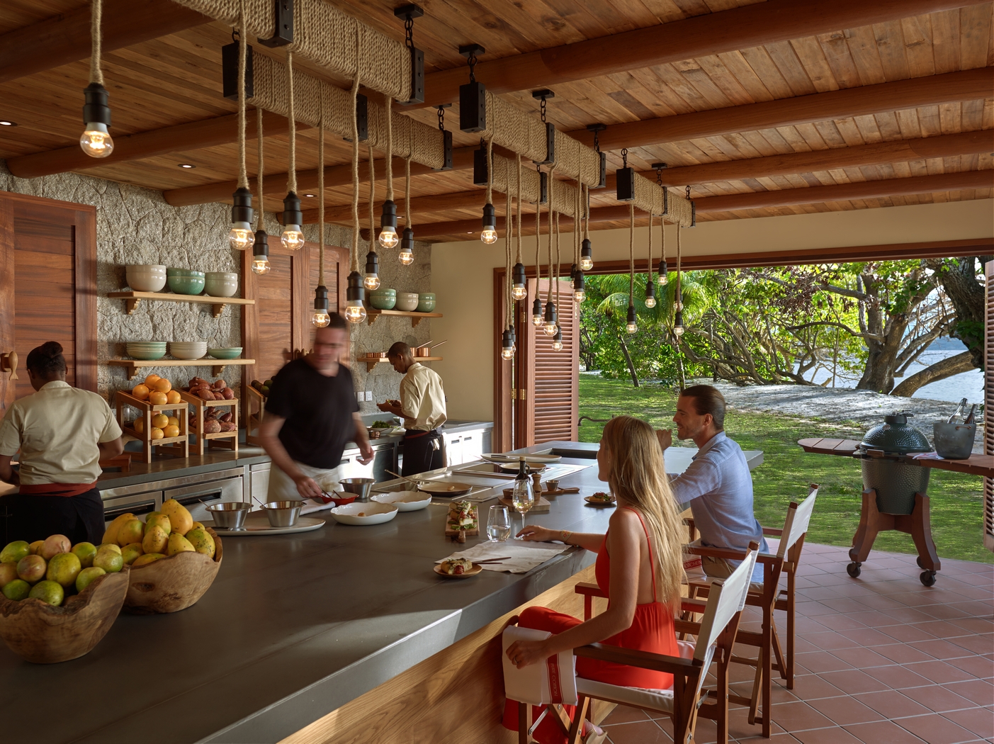 the chef's table at Raffles, Prasin, Seychelles