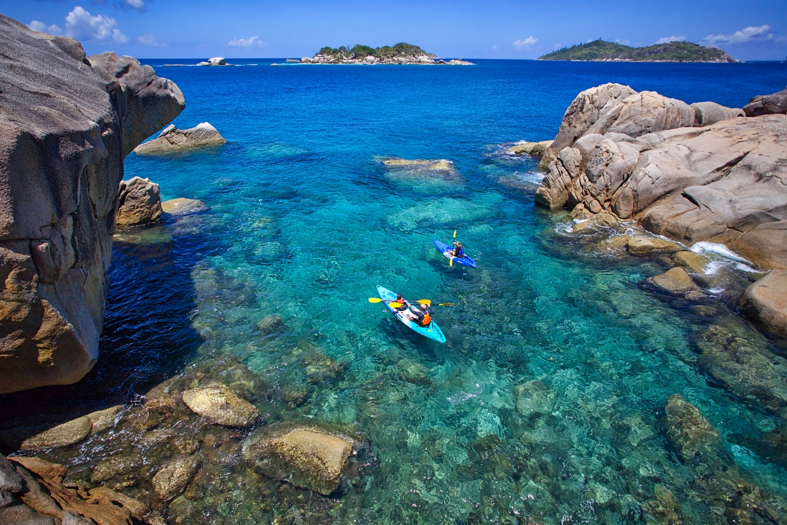 kayaking to koko island from Raffles, Prasin, Seychelles