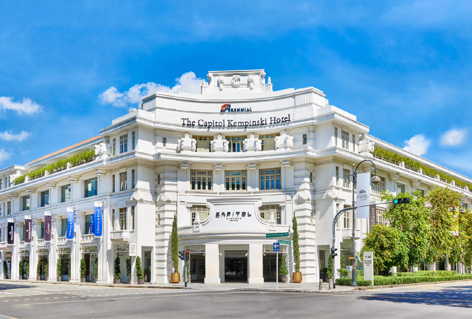 Exterior view of the Capitol Kempinski Hotel in Singapore