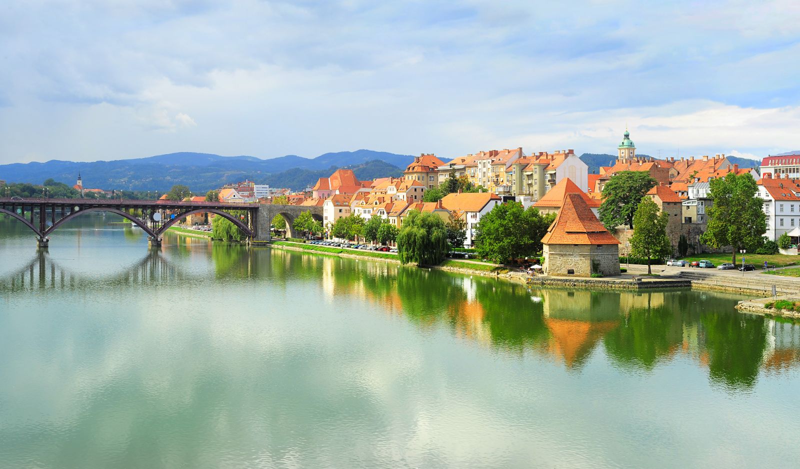 Maribor waterside and bridge in Slovenia