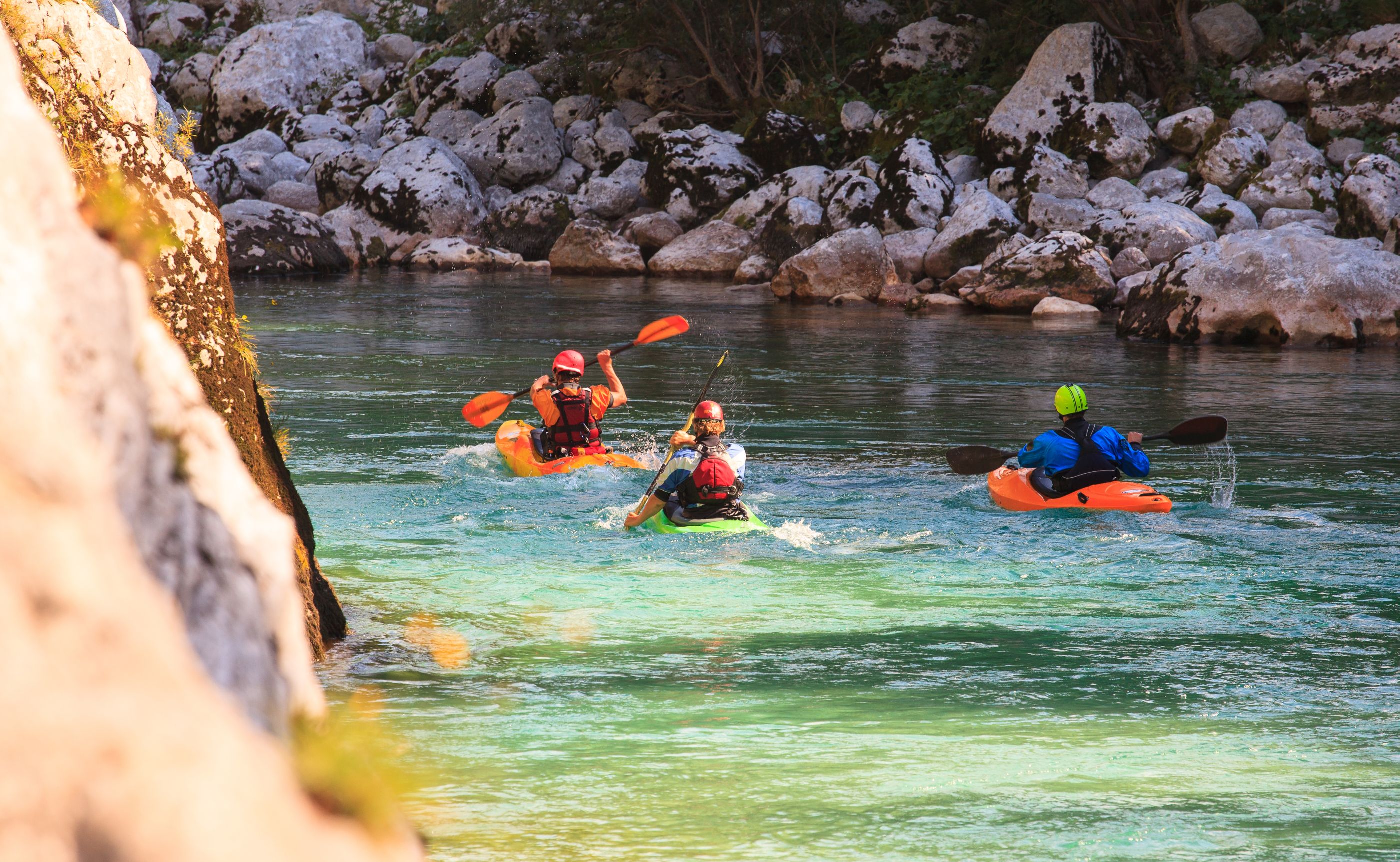 Kayaking in Soca River, Slovenia