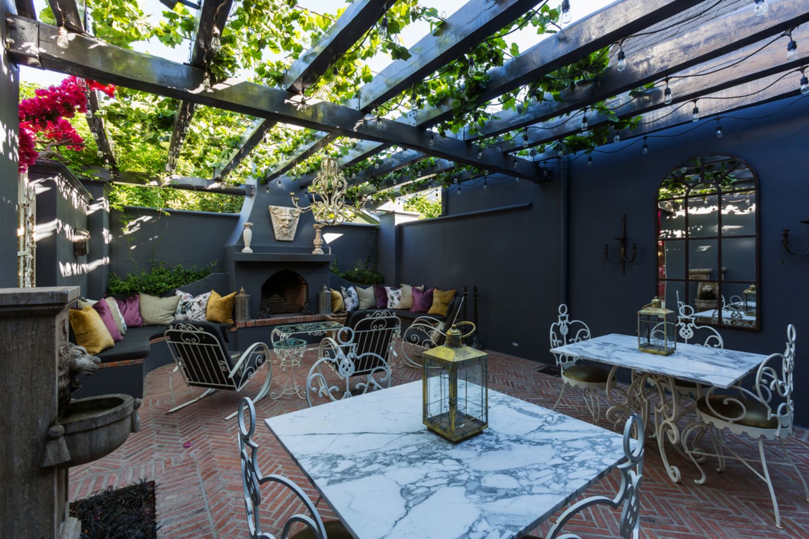 Seating in the courtyard area of Akademie Street Boutique Hotel in Cape Town