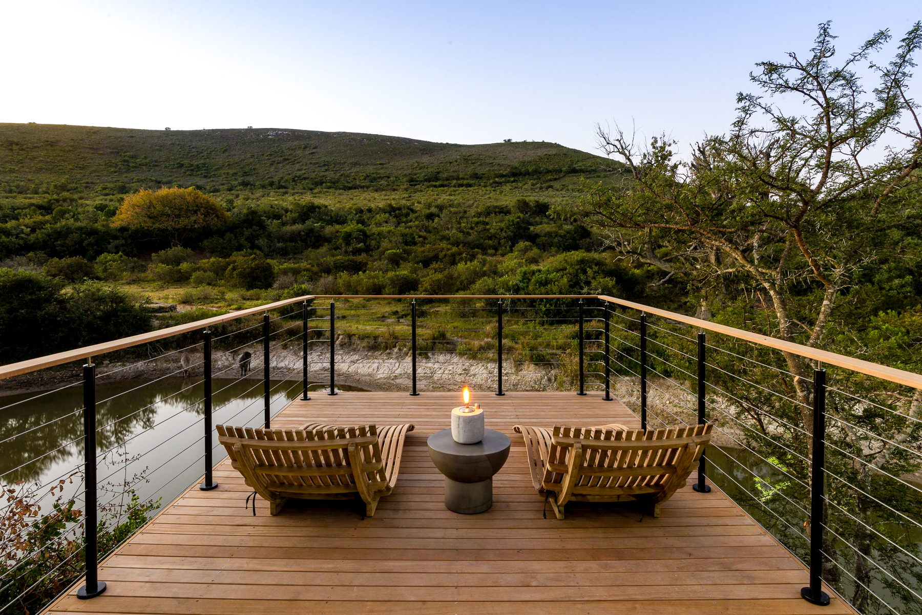 Deck overlooking the Shamwari Game Reserve at Bayethe Lodge