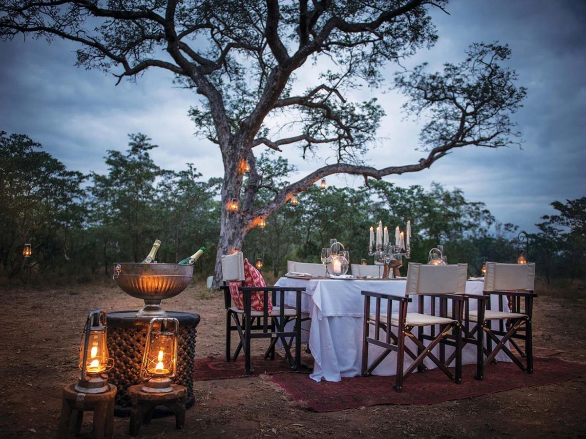 Bush dinner at Dulini in South Africa