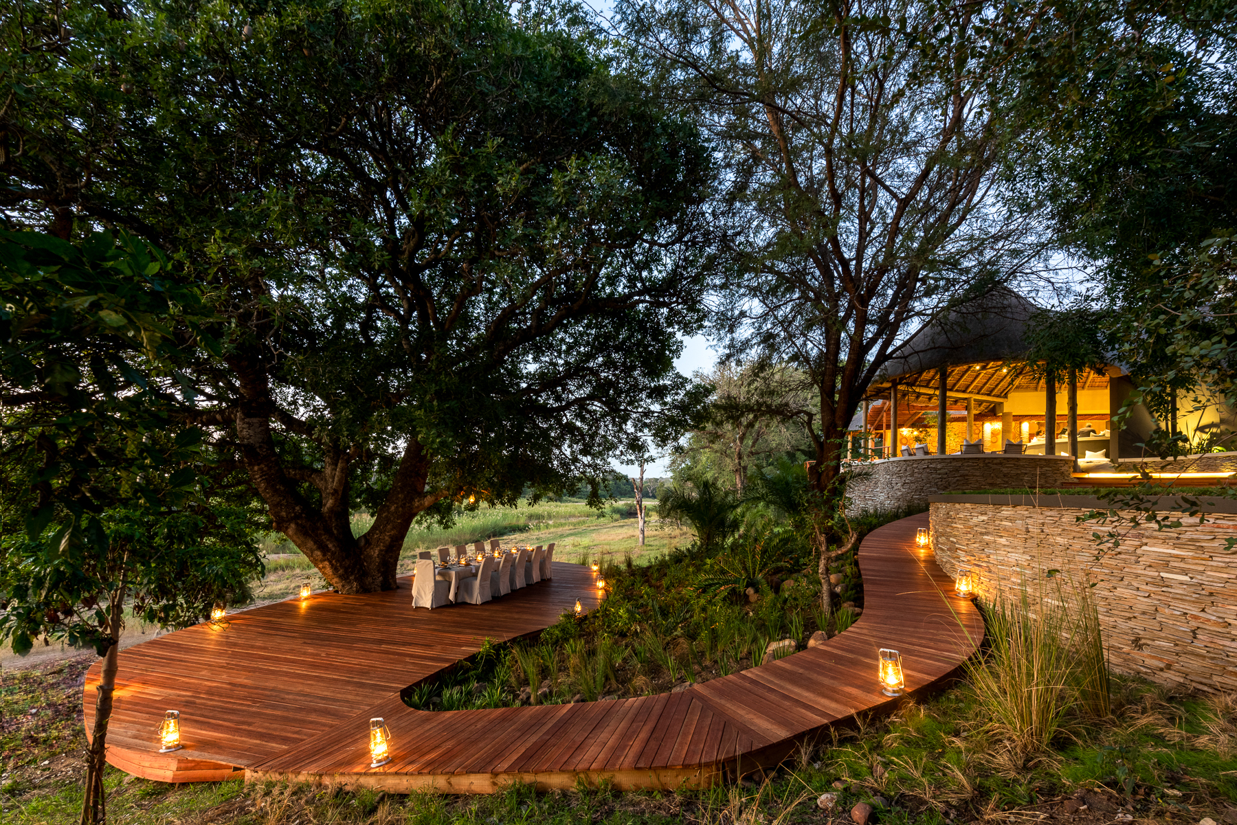 Dining setup at Dulini River Lodge in South Africa