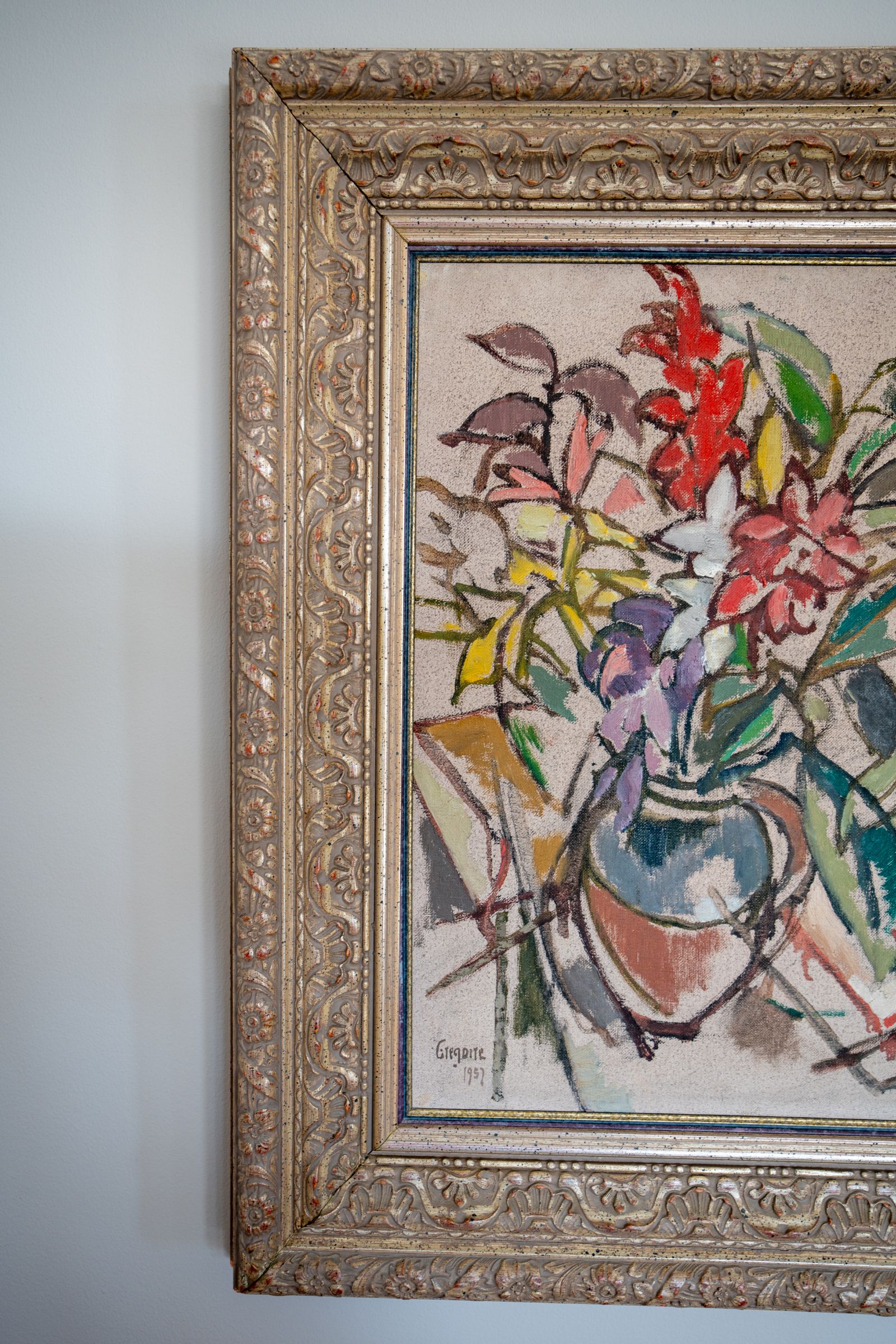 Closeup of a painting at luxury hotel Ellerman House in Cape Town