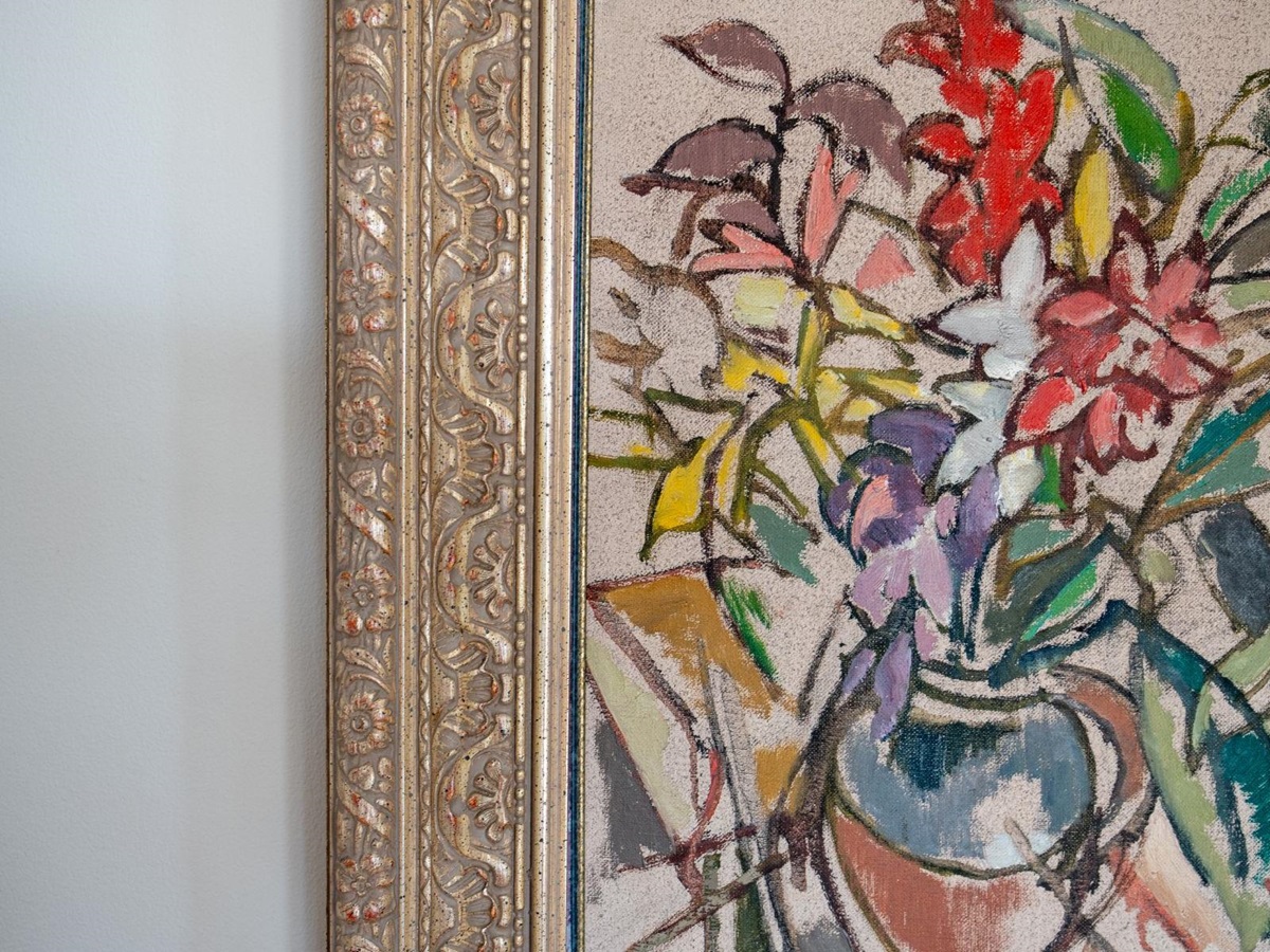 Closeup of a painting at luxury hotel Ellerman House in Cape Town