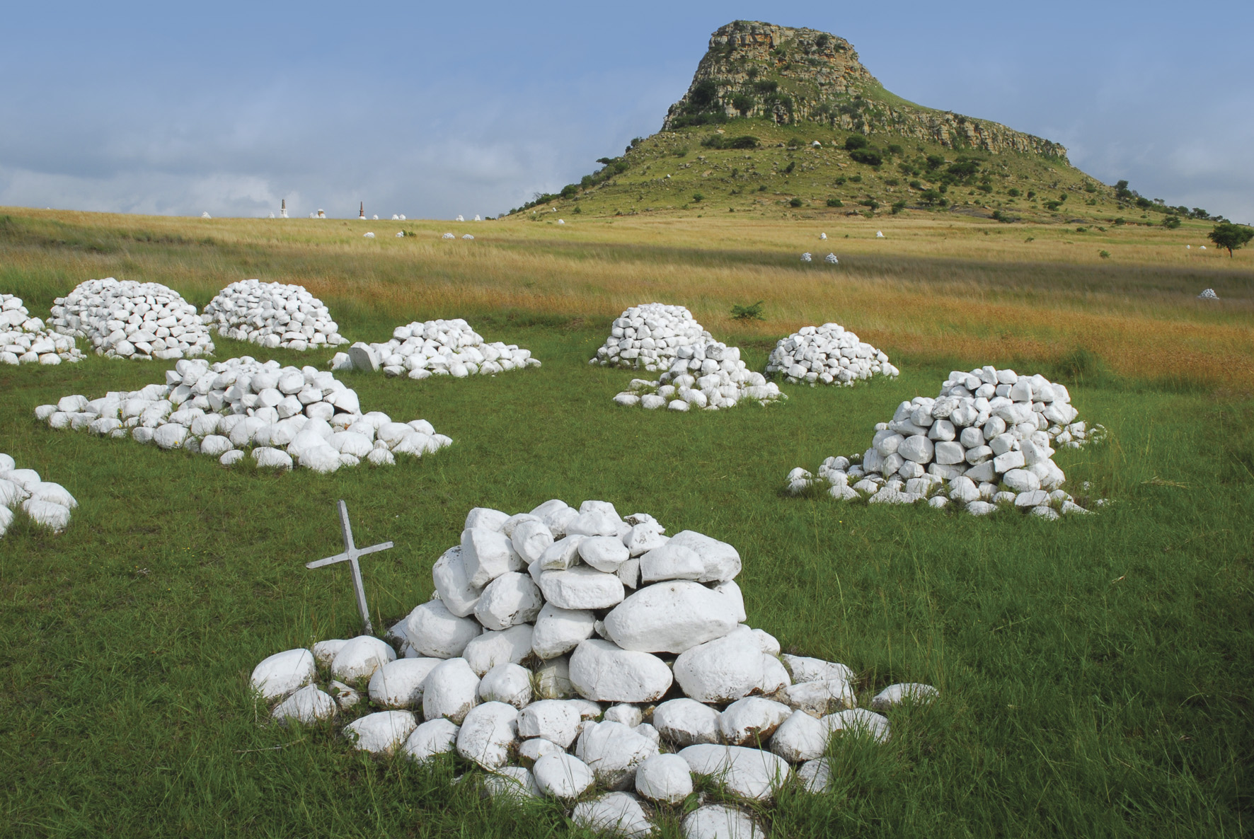 piles of white rocks at fugitives drift in south africa