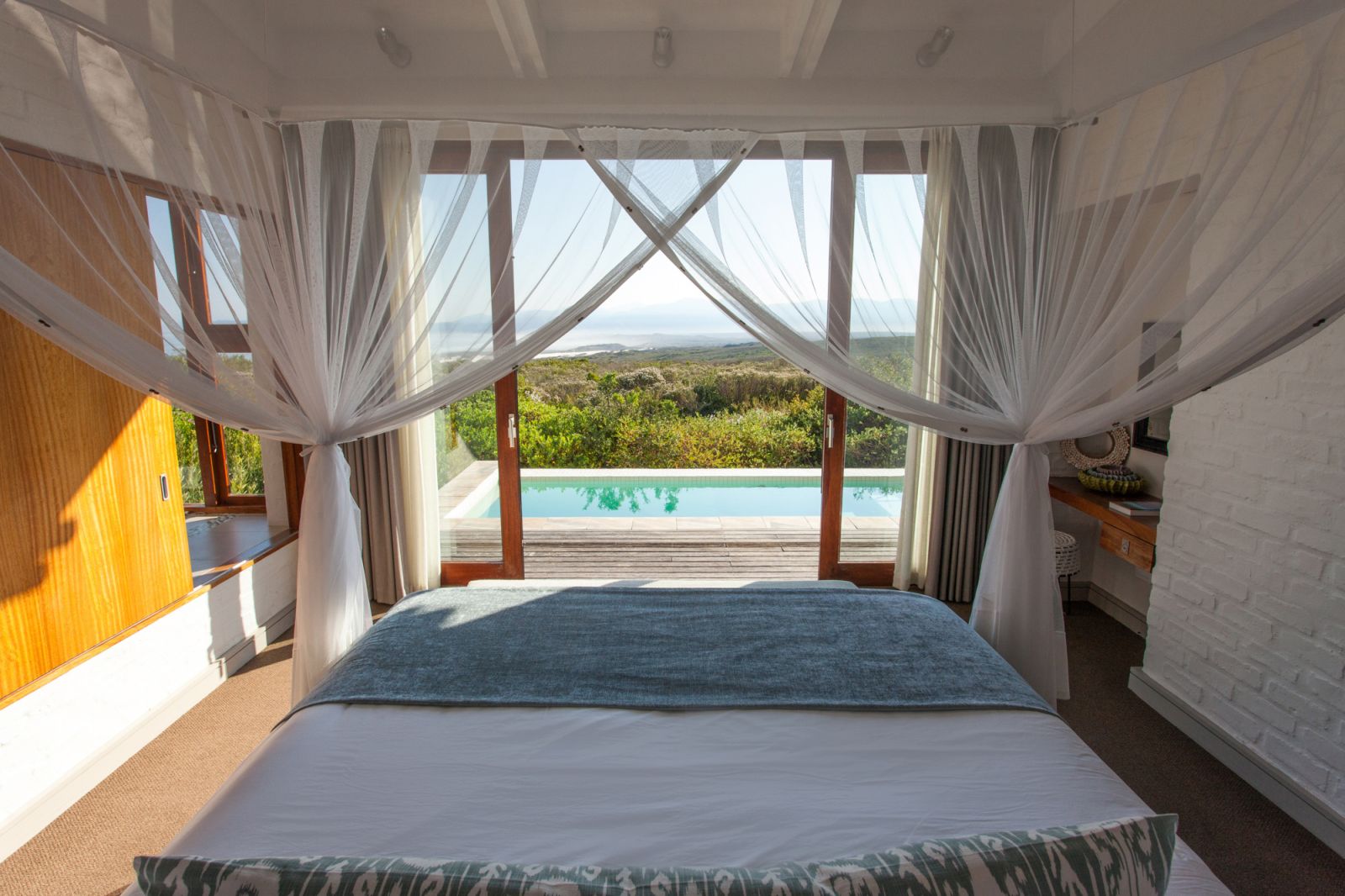 Pool view from bedroom at Grootbos Forest Lodge in South Africa
