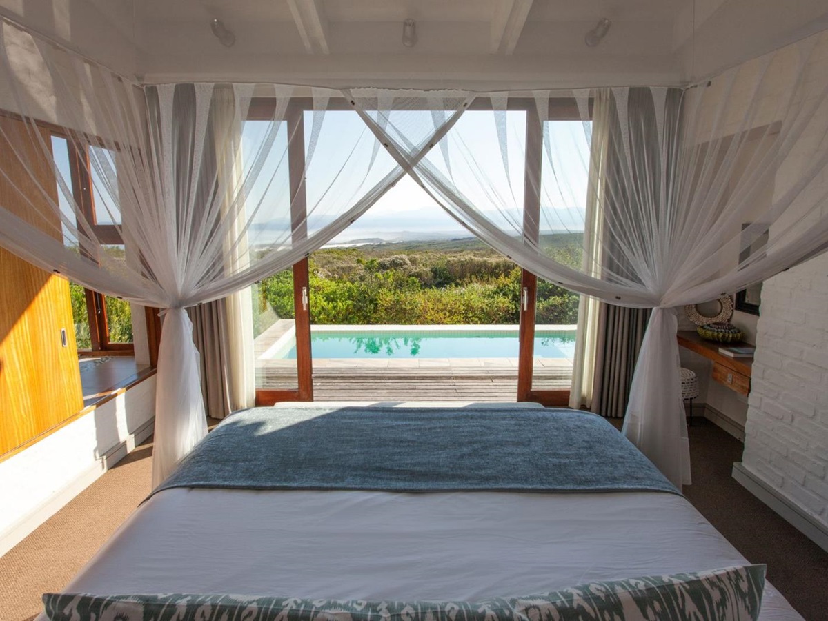 Pool view from bedroom at Grootbos Forest Lodge in South Africa
