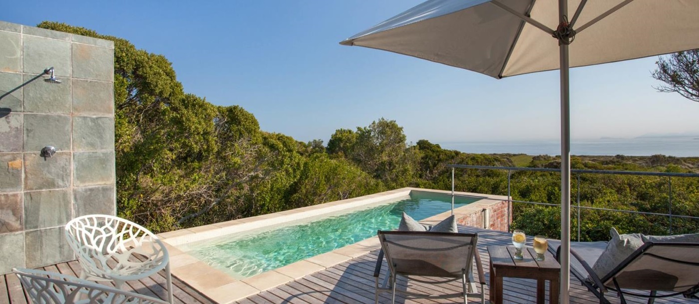 Pool deck view at Grootbos Forest Lodge in South Africa
