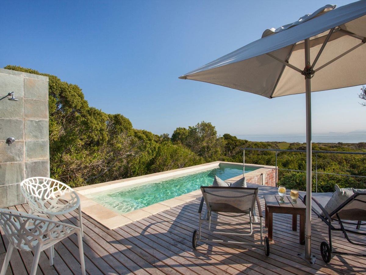 Pool deck view at Grootbos Forest Lodge in South Africa